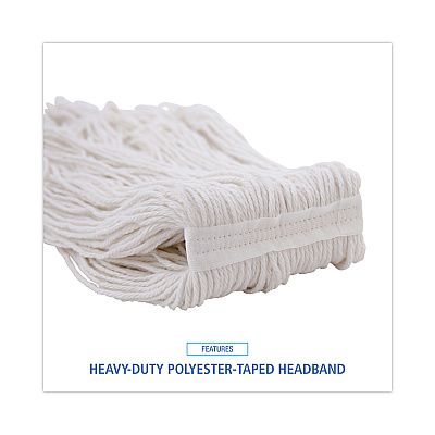Boardwalk Pro Loop Web/Tailband Wet Mop Head, Rayon, 24oz, White (BWK424REA)