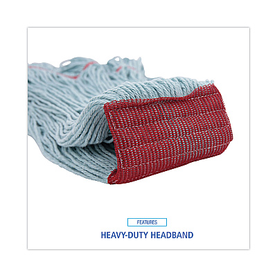 Boardwalk EchoMop with Looped-End Wet Head, Synthetic/Cotton, Large, Blue, 12/Carton (BWK1400LCT)