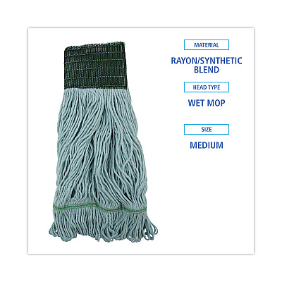 Boardwalk EchoMop with Looped-End Wet Head, Synthetic/Cotton, Medium, Blue, 12/Carton (BWK1400MCT)