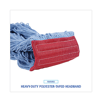 Boardwalk Pro Loop Web/Tailband Mop Head, Blue, Large, 12/Carton (BWK1800LBDZ)