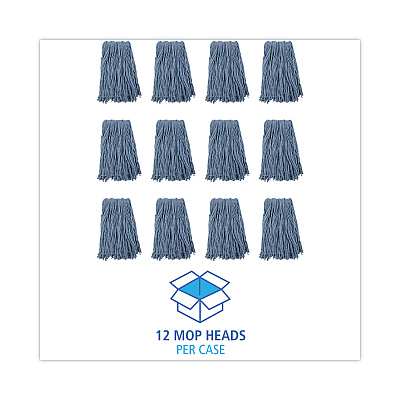 Boardwalk Mop Head, Standard Head, Cotton/Synthetic Fiber, Cut-End, #16., Blue (BWK2016B)