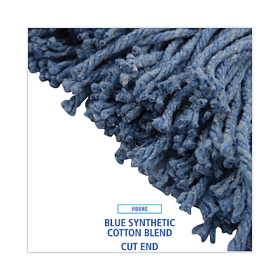 Boardwalk Mop Head, Standard Head, Cotton/Synthetic Fiber, Cut-End, #20, Blue, 12/Carton (BWK2020B)