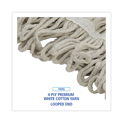 Boardwalk Pro Loop Web/Tailband Wet Mop Head, Cotton, 12/Carton (BWK4024CCT)