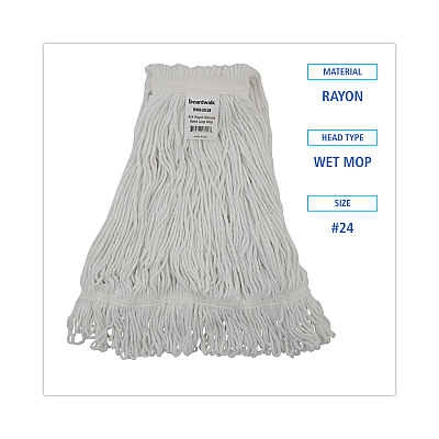 Boardwalk Pro Loop Web/Tailband Wet Mop Head, Rayon, #24 Size, White, 12/Carton (BWK4024RCT)