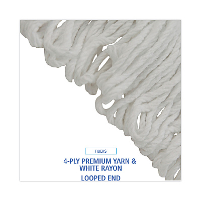 Boardwalk Pro Loop Web/Tailband Wet Mop Head, Rayon, #24 Size, White, 12/Carton (BWK4024RCT)