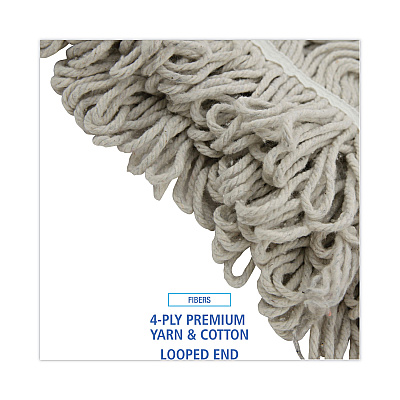 Boardwalk Mop Head, Loop Web/Tailband, Value Standard, Cotton, No. 32, White, 12/Carton (BWK4032C)