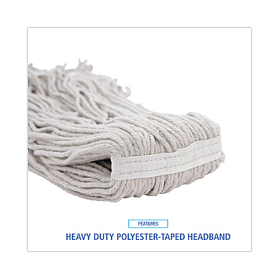 Boardwalk Mop Head, Loop Web/Tailband, Value Standard, Cotton, No. 32, White, 12/Carton (BWK4032C)