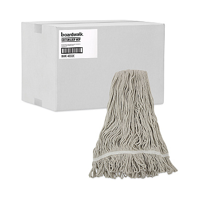 Boardwalk Mop Head, Loop Web/Tailband, Value Standard, Cotton, No. 32, White, 12/Carton (BWK4032C)