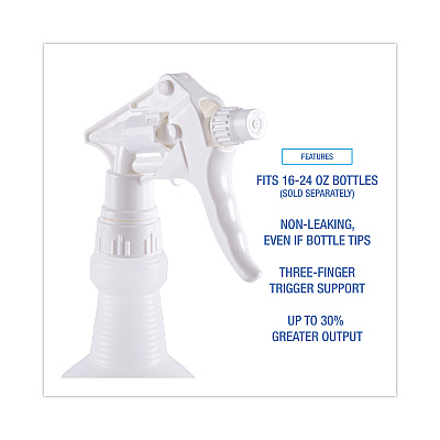 Boardwalk Trigger Sprayer 250, 8" Tube, Fits 16-24 oz Bottles, White, 24/Carton (BWK58108)