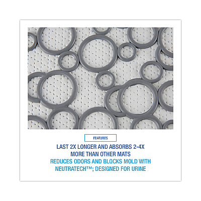 Boardwalk Commode Mat 2.0, Rubber, 22 x 22, Gray/White, 6/Carton (BWKCMGW)