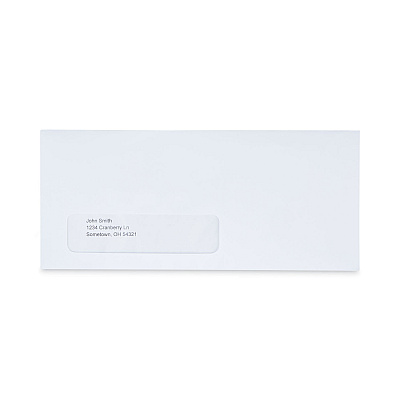 Universal Peel Seal Strip Business Envelope, Address Window, #10, Square Flap, Self-Adhesive Closure, 4.13 x 9.5, White, 500/Box (UNV36005)