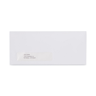 Universal Open-Side Business Envelope, 1 Window, #10, Commercial Flap, Gummed Closure, 4.13 x 9.5, White, 250/Box (UNV36322)