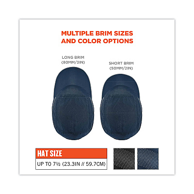 ergodyne Skullerz 8965 Lightweight Bump Cap Hat with LED Lighting, Short Brim, Navy (EGO23338)