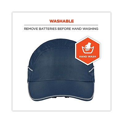 ergodyne Skullerz 8965 Lightweight Bump Cap Hat with LED Lighting, Long Brim, Navy (EGO23339)