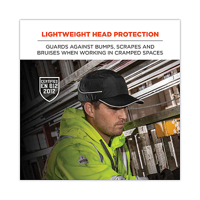 ergodyne Skullerz 8965 Lightweight Bump Cap Hat with LED Lighting, Long Brim, Navy (EGO23339)