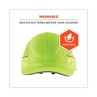 ergodyne Skullerz 8960 Bump Cap with LED Lighting, Short Brim, Lime Green (EGO23377)