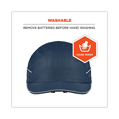 ergodyne Skullerz 8965 Lightweight Bump Cap Hat with LED Lighting, Short Brim, Navy (EGO23338)
