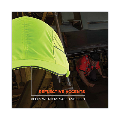 ergodyne Skullerz 8960 Bump Cap with LED Lighting, Long Brim, Lime Green (EGO23379)
