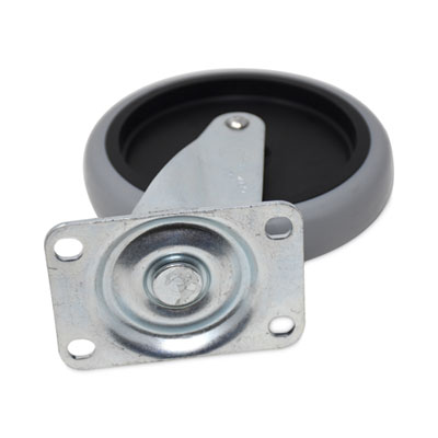 Rubbermaid Commercial Replacement Bayonet-Stem Swivel Casters, Swivel Mount Plate, 5" Soft Rubber Wheel, Black (SGSFG4501L20000)