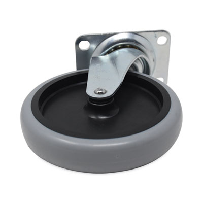 Rubbermaid Commercial Replacement Bayonet-Stem Swivel Casters, Swivel Mount Plate, 5" Soft Rubber Wheel, Black (SGSFG4501L20000)