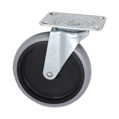 Rubbermaid Commercial Replacement Bayonet-Stem Swivel Casters, Swivel Mount Plate, 5" Soft Rubber Wheel, Black (SGSFG4501L20000)