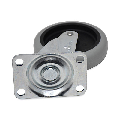 Rubbermaid Commercial Non-Marking Plate Casters, Swivel Mount Plate, 4" Wheel, Black/Gray/Silver (SGSFG1011L20000)