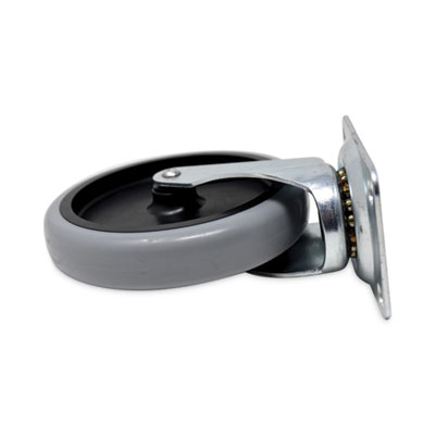 Rubbermaid Commercial Replacement Bayonet-Stem Swivel Casters, Swivel Mount Plate, 5" Soft Rubber Wheel, Black (SGSFG4501L20000)