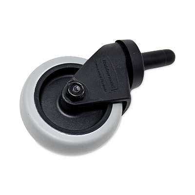 Rubbermaid Commercial Replacement Bayonet-Stem Swivel Casters, Grip Ring Stem, 3" Soft Rubber Wheel, Black (SGSFG7570L20000)