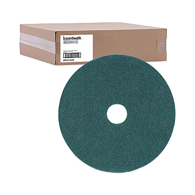 Boardwalk Heavy-Duty Scrubbing Floor Pads, 19" Diameter, Green, 5/Carton (BWK4019GRE)