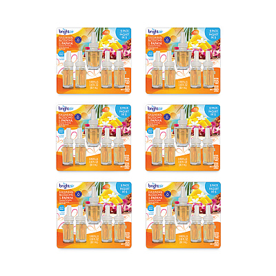 BRIGHT Air Electric Scented Oil Air Freshener Refill, Hawaiian Blossoms and Papaya, 0.67 oz Bottle, 5/Pack, 6 Pack/Carton (BRI900668CT)