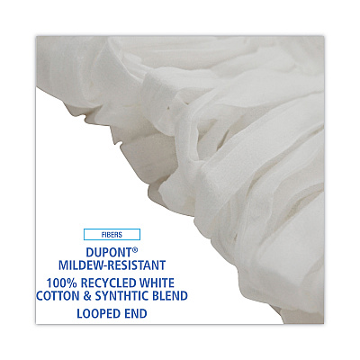 Boardwalk Mop Head, Looped, Enviro Clean With Tailband, Medium, White, 12/Carton (BWK8002)