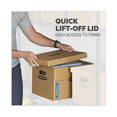 Bankers Box SmoothMove Classic Moving/Storage Boxes, Half Slotted Container (HSC), Large, 17" x 21" x 17", Brown/Blue, 5/Carton (FEL7718201)