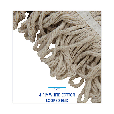 Boardwalk Mop Head, Pro Loop Web/Tailband, Premium Standard Head, Cotton, 32-Oz., White (BWK432C)