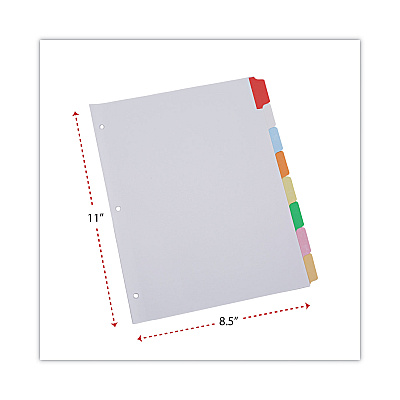 Universal Deluxe Write-On/Erasable Tab Index, 8-Tab, 11 x 8.5, White, Assorted Tabs, 1 Set (UNV20819)