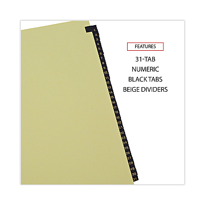 Universal Deluxe Preprinted Simulated Leather Tab Dividers with Gold Printing, 31-Tab, 1 to 31, 11 x 8.5, Buff, 1 Set (UNV20822)
