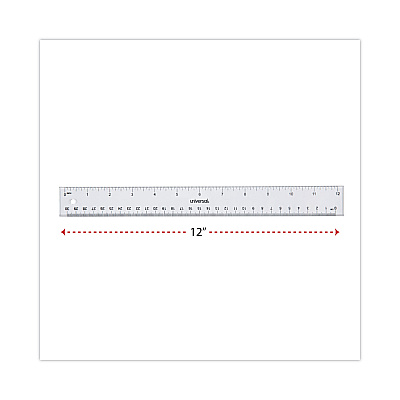 Universal Clear Plastic Ruler, Standard/Metric, 12" Long, Clear (UNV59022)