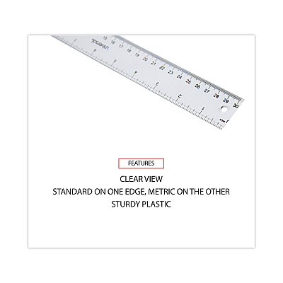 Universal Clear Plastic Ruler, Standard/Metric, 12" Long, Clear (UNV59022)