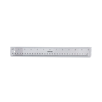 Universal Clear Plastic Ruler, Standard/Metric, 12" Long, Clear (UNV59022)