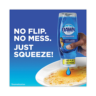 Ultra Liquid Dish Detergent, Dawn Original, Three 22 oz E-Z Squeeze Bottles, 2 Sponges (PGC02367EA)
