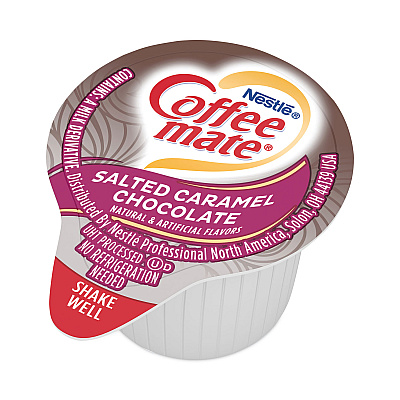 Coffee-mate Liquid Coffee Creamer, Salted Caramel Chocolate, 0.38 oz Mini Cups, 50/Box, 4 Boxes/Carton, 200 Total/Carton (NES77197CT)