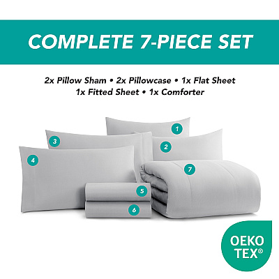 Family Essentials Bed In Bag 7pc - King - Grey, 7 Piece Set (P-BIAB-KG-GY)