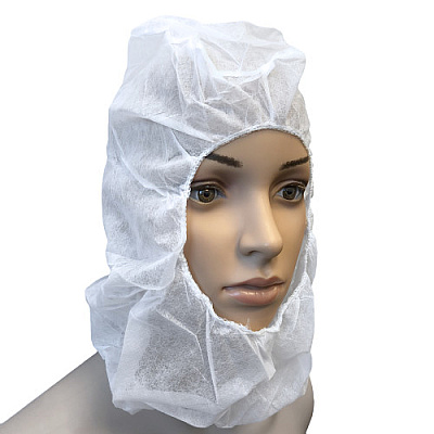 White 17 Gsm Poly Pro Hood 100pcs Bag 1000pcs Cs. 18 Lbs., Case Of 1000 (GAH-HOOD-WH)