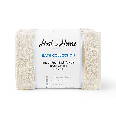 Host & Home Bath Towel 27x54 Ivory, Pack Of 4 (P-HH-BT-2754-IV)