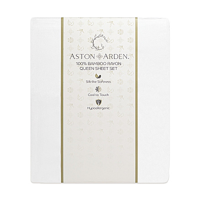 Aston & Arden Bamboo Sheet Set Cali-king Whisper White, 4 Piece Set (P-SS-BBCALKG-WH)
