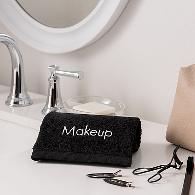 Hotel Cotton Makeup Fingertip Towel 11x17 Black, Case Of 144 (MAKEUP-11X17-CS)