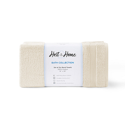 Host & Home Hand Towel 16x28 Ivory, Pack Of 6 (P-HH-HT-1628-IV)