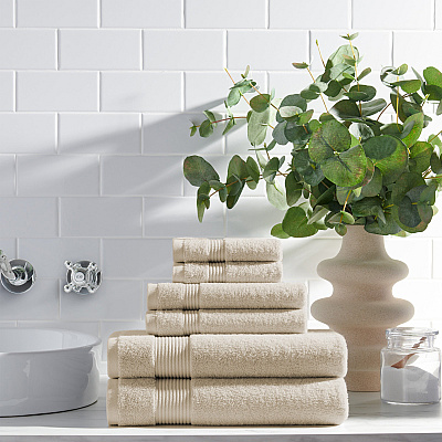 Host & Home 6pc Bath Towel Set Ivory, 6 Piece Set (P-HH-BSET-IV)
