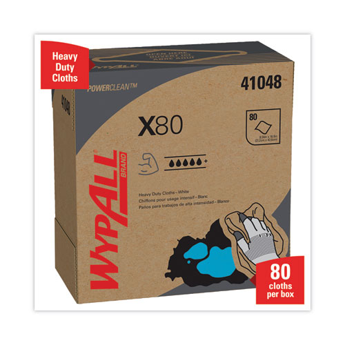 WypAll X80 Cloths, HYDROKNIT, POP-UP Box, 8.34 x 16.8, White, 80/Box, 5 Boxes/Carton (41048)