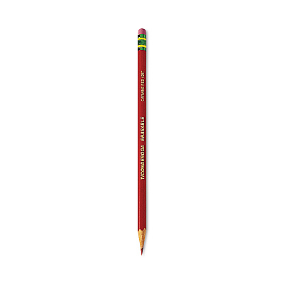 Ticonderoga Erasable Colored Pencils, 2.6 mm, 2B, Carmine Red Lead, Carmine Red Barrel, Dozen (DIX14259)