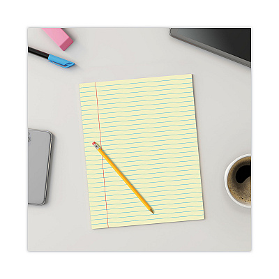 Universal Glue Top Pads, Wide/Legal Rule, 50 Canary-Yellow 8.5 x 11 Sheets, Dozen (UNV22000)